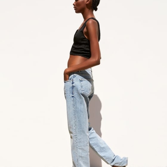 ZaraTEXTURED WEAVE CROPPED Black TOP L  711 - Picture 2 of 5